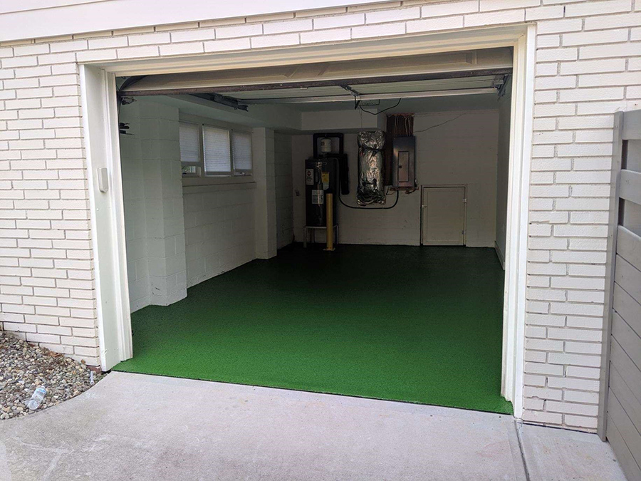 1968 Green Garage Floor – Cary NC | Witcraft Decorative Concrete Coatings